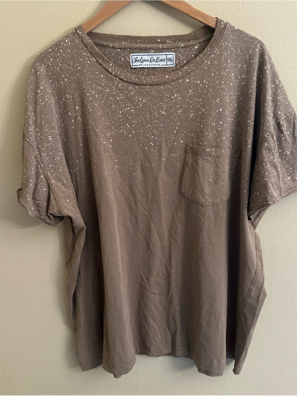 Chelsea DeBoer by Lily & Lottie XXL T-Shirt Tee Top Brown Speckled Splatter